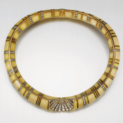 A DIAMOND AND ENAMEL NECKLACE, BY BARBARA TIPPLE
