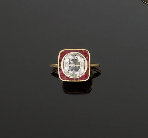 An early 20th century diamond and ruby ring