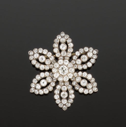 A 19th century diamond flowerhead brooch