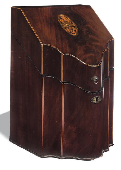 A GEORGE III MAHOGANY KNIFE-BOX