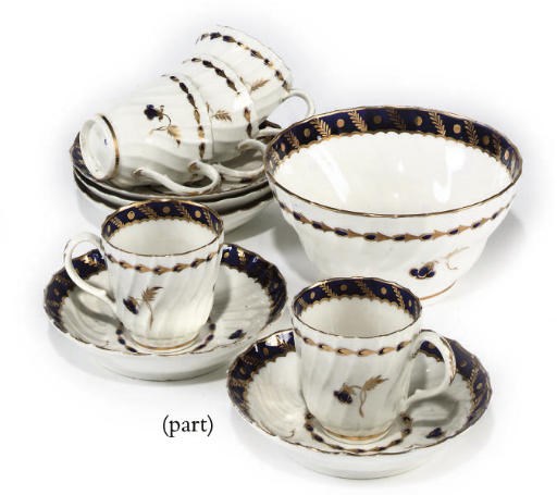A PAIR OF CHAMBERLAIN'S WORCESTER TOPOGRAPHICAL PLATES AND A WORCESTER PART COFFEE-SERVICE