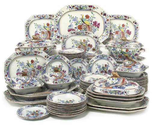 A SPODE 'STONE CHINA' 'PHEASANT' PATTERN PART DINNER-SERVICE