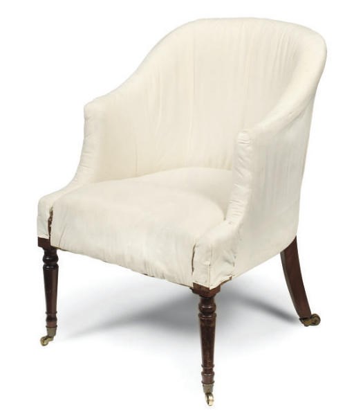 A LATE REGENCY MAHOGANY TUB ARMCHAIR