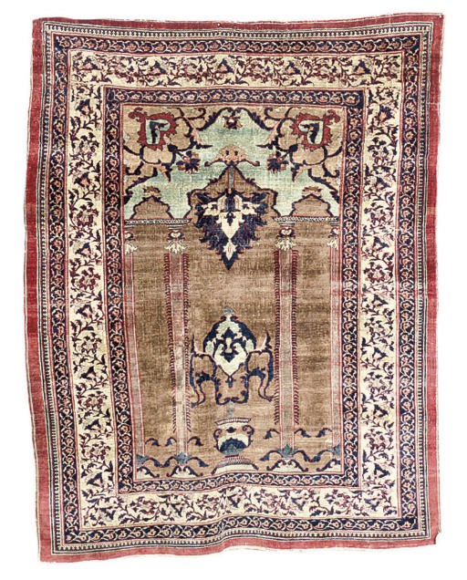 A FINE SILK TABRIZ PRAYER RUG, NORTH WEST PERSIA