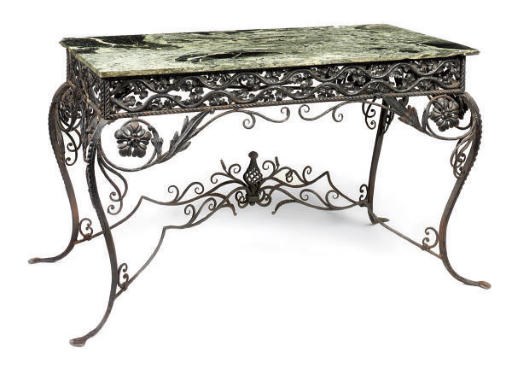 A FRENCH WROUGHT IRON CENTRE TABLE