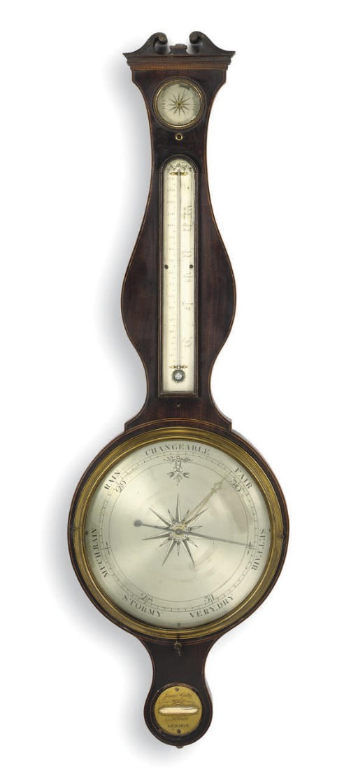 A Regency mahogany wheel barometer