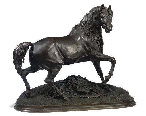 A FRENCH BRONZE MODEL OF AN ARAB STALLION, 'CHEVAL LIBRE'