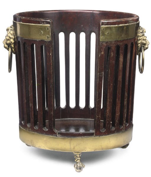 A GEORGE III MAHOGANY AND BRASS BANDED PLATE-BUCKET
