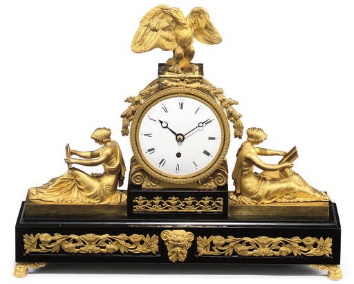 A Regency marble and ormolu-mounted eight day mantel timepiece