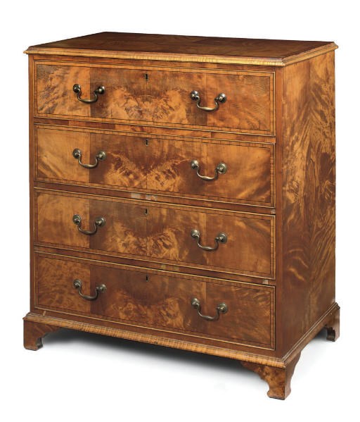 A EDWARDIAN SATINWOOD AND CROSSBANDED SECRETAIRE CHEST