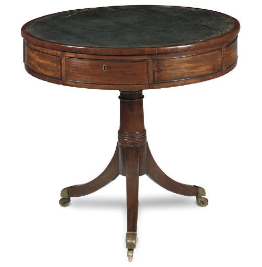 A SMALL REGENCY MAHOGANY DRUM TABLE