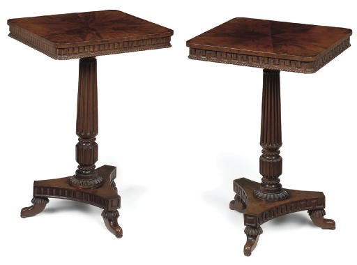 A NEAR PAIR OF GEORGE IV MAHOGANY LAMP-TABLES