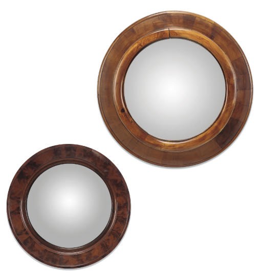 TWO FRENCH CONVEX CIRCULAR MIRRORS