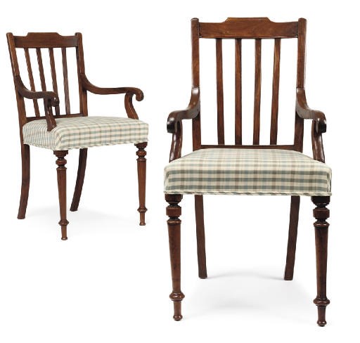 A PAIR OF CHINESE-EXPORT PADOUK OPEN ARMCHAIRS