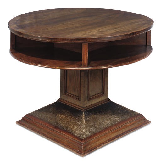 A MID-VICTORIAN PROVINCIAL WALNUT CIRCULAR LIBRARY TABLE
