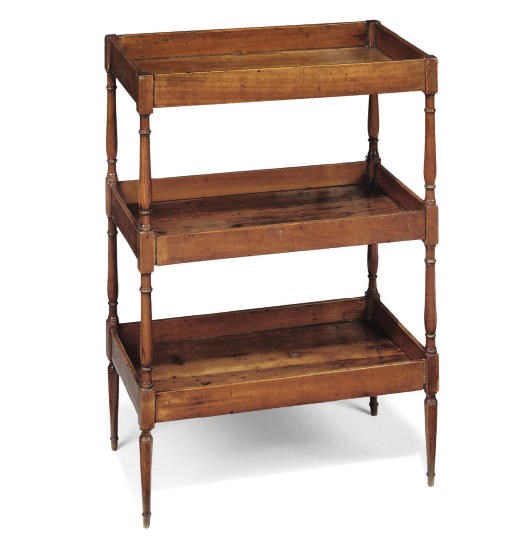 A FRENCH PROVINCIAL CHERRYWOOD THREE-TIER ETAGERE