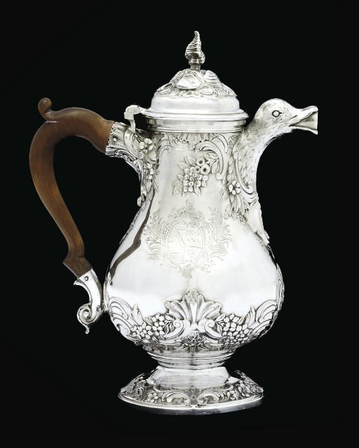 A FINE GEORGE II SILVER COFFEE-POT