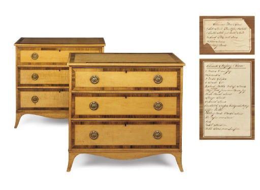 A PAIR OF GEORGE III SYCAMORE CHESTS