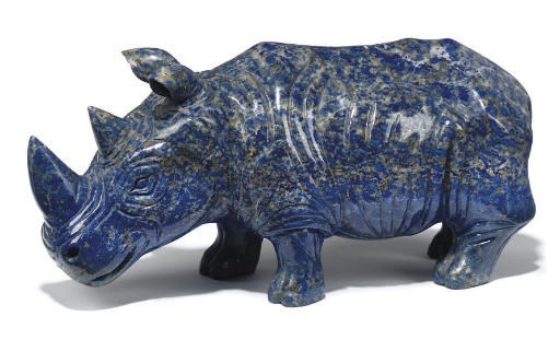 A LAPIS LAZULI MODEL OF A RHINOCEROS