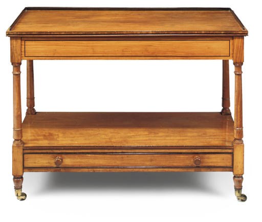 A REGENCY SATINWOOD AND EBONISED TWO-TIER BUFFET