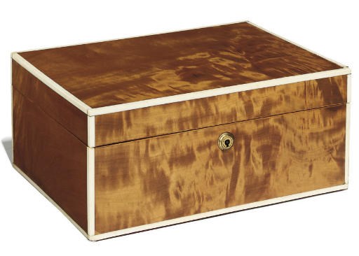 A VICTORIAN SATINWOOD AND IVORY-INLAID CASKET
