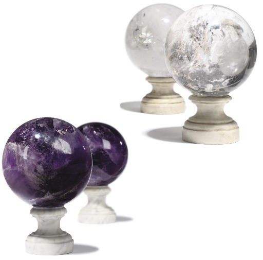 A PAIR OF ROCK CRYSTAL SPHERES