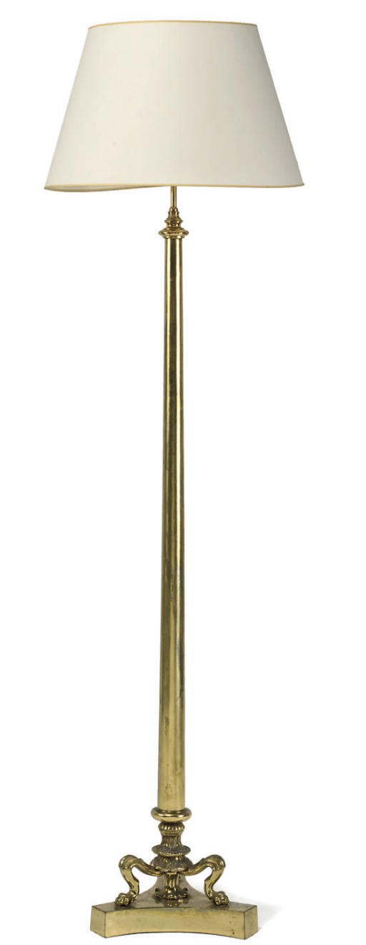 A LATE VICTORIAN BRASS STANDARD LAMP