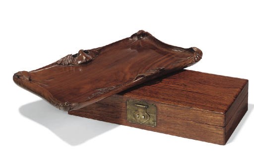 A CHINESE HARDWOOD DOCUMENT BOX