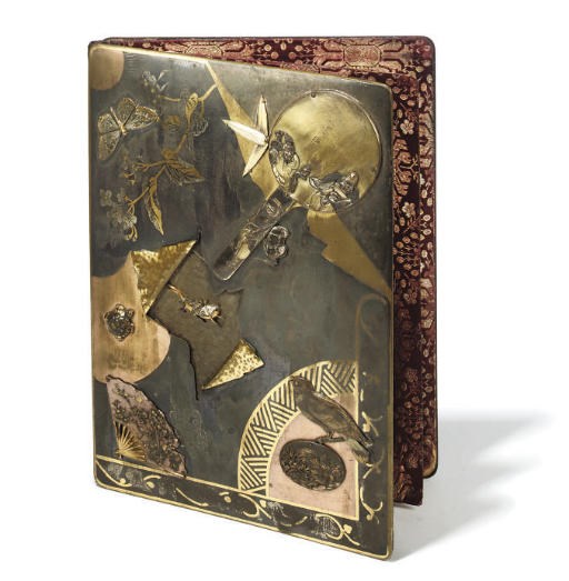 A JAPANESE MIXED METAL DESK BLOTTER