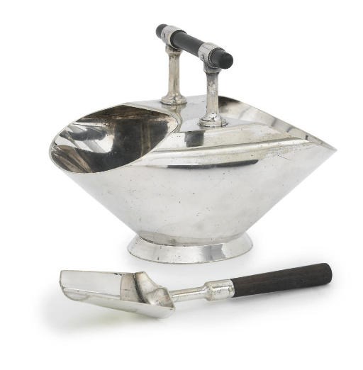 A VICTORIAN SILVER-PLATED DOUBLE SUGAR-BOWL AND SPOON