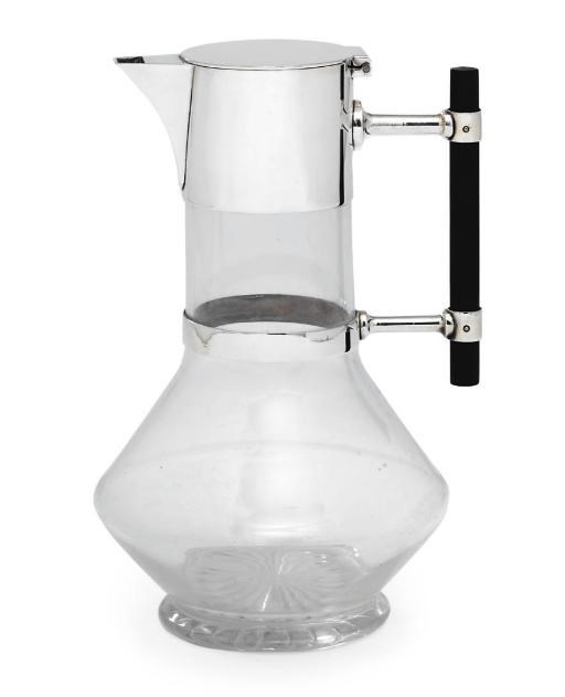 A VICTORIAN SILVER-PLATED MOUNTED GLASS CLARET-JUG
