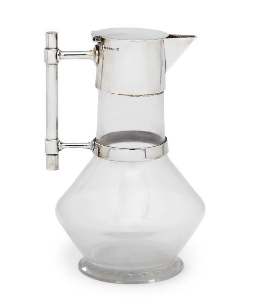 A VICTORIAN SILVER-PLATE MOUNTED GLASS CLARET-JUG