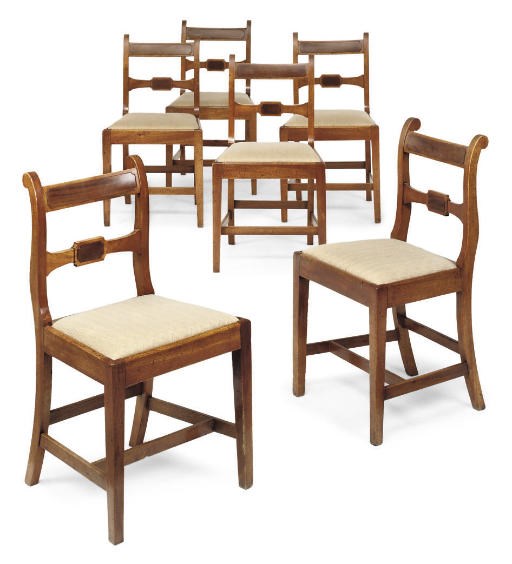 A SET OF SIX REGENCY FRUITWOOD DINING-CHAIRS