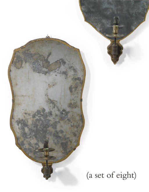A SET OF EIGHT NORTH ITALIAN GILT-METAL MOUNTED GIRANDOLES