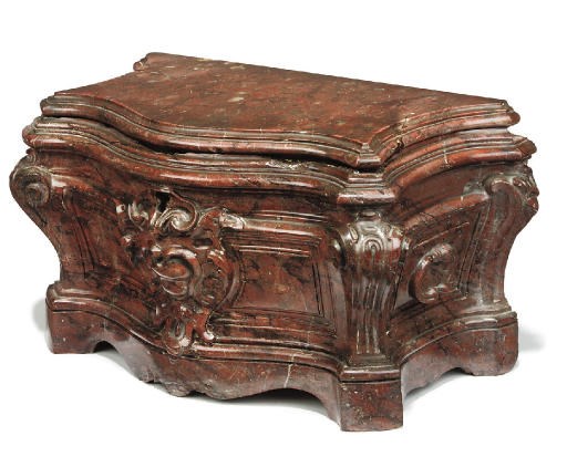 A NORTH EUROPEAN ROUGE GRIOTTE MARBLE TEA-CANISTER