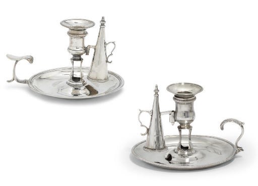 A GEORGE III SILVER CHAMBER-CANDLESTICK