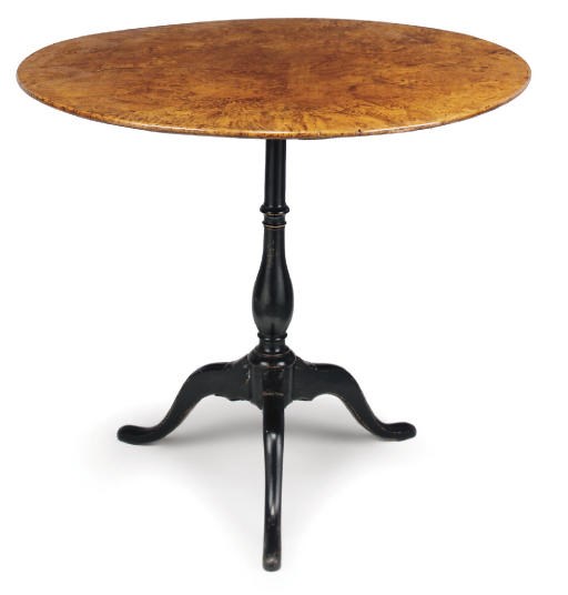 A SWEDISH BIRCH AND EBONISED TRIPOD TABLE