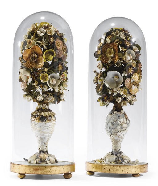 A PAIR OF ITALIAN SHELL ORNAMENTS