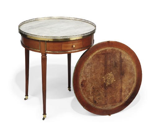 A LATE LOUIS XVI GILT-METAL-MOUNTED MAHOGANY TABLE BOUILLOTTE