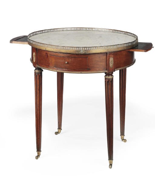 A LATE LOUIS XVI GILT-METAL MOUNTED MAHOGANY TABLE BOUILLOTTE