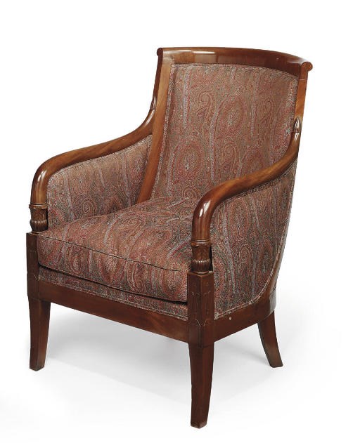 A LATE EMPIRE MAHOGANY BERGÈRE