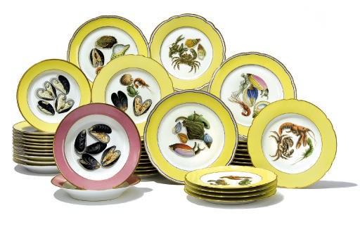 A FRENCH PORCELAIN PART FISH-SERVICE