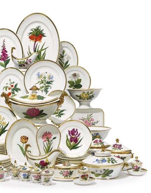 A FRENCH PORCELAIN BOTANICAL PART DINNER-SERVICE