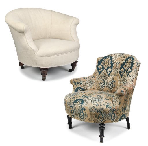 A VICTORIAN EBONISED TUB BERGERE