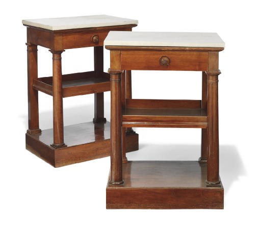A PAIR OF ITALIAN WALNUT SMALL CONSOLE TABLES