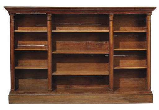 A NORTH ITALIAN WALNUT OPEN BOOKCASE