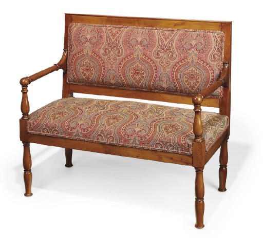 A RESTAURATION MAHOGANY AND FRUITWOOD TWO-SEATER CANAPE