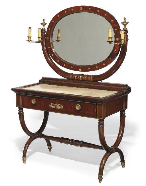 AN ITALIAN EMPIRE ORMOLU AND BRASS-MOUNTED MAHOGANY COIFFEUSE