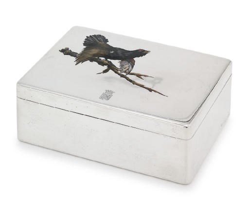 AN AUSTRIAN SILVER AND ENAMEL CIGARETTE-BOX