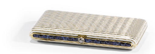 A FRENCH GEM-SET GOLD AND ENAMEL CIGARETTE CASE